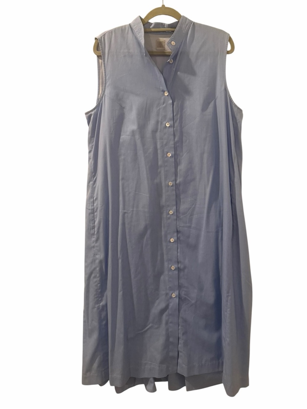 Eleventy Light Blue Sleeveless Button Front Pleated Midi Dress size 6